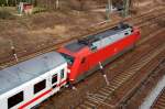 BR 101 Lokportraits Schublok des IC 2145 war am 21.03.09 101072, hier am Rbf Halle(S).
