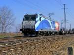 Veolia 185-CL 001 der Veolia bei Zeithain am 1.4.2009.