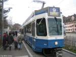 VBZ S�nfte Be 4/10 Nr. 2104 auf der Linie 9 ...