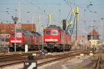 Bf. Wismar mit Stellwerk W2 und den ganzen Krananlagen vom ...