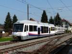 AAR Wynental- und Suhrentalbahn AAR - Neuer Steuerwagen ABt 53 zusammen mit Triebwagen Be 4/4  27 im Bahnhof von Sch�ftland am 09.04.2009
