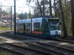 potsdam Stra�enbahnlinie 91 nach Bahnhof Pirschheide am Bahnhof Rehbr�cke.