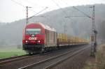 OHE Osthannoversche Eisenbahnen AG 270080 mit leeren Holzzug am 8.4.2009 durch Einbeck-Salzderhelden ->S�den