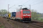 185 130-2 mit KLV am 8.4.2009 kurz hinter Salzderhelden -> ...