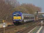 nord-ostsee-bahn-nob NOB DE 2700-12 mit einem Personenzug in Richtung Westerland am 10.04.09 in Morsum.