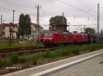 145 062 und 022 ziehen ein Kohlezug f�r den Werksbahnhof ...