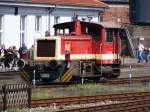 Eine Kleindiesellok der DB-Baureihe 332 im Eisenbahnmuseum Bochum-Dalhausen am 19. ...