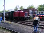 Die Henschel-Diesellok V9 der Hespertalbahn im Eisenbahnmuseum Bochum-Dalhausen am 19. ...