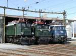 18.03.2004, nostalgische Lokparade vor dem Heizhaus Saalfelden: 1245.04, 1670.09 und ...