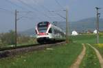 RABe 521 007-5 f�hrt am 21.4.09 von Gelterkinden Richtung Tecknau. ...