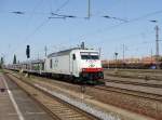 285 103-8 der ITL mit einem Leerzug Autotransportwagen in Magdeburg-Rothensee ...