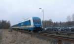 Arriva 223 064 mit dem ALEX nach M�nchen Hbf kurz vor Wiesau (Oberpf), 22.03.2009