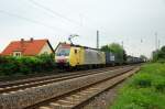 br-189-dispolok ES 64 F4- 097 (E 189 997 SE) zieht einen schwach ausgelasteten KLV-Zug �ber die KBS 6500 Richtung Heidelberg. Aufgenommen bei Durchfahrt von Zwingenberg Bhf am 14.05.2009 .