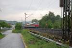 Steuerwagen Bauart Karlsruhe Nachschuss auf eine RB, die am 15.5.2009 auf der Filsbahn unterwegs ist. Vorne zieht eine BR 143. Aufgenommen wurde das Bild bei km 25,4.