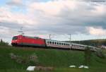 kbs-720-schwarzwaldbahn IC 2371 'Schwarzwald' (Hamburg Altona-Konstanz) mit Schublok 101 028-9 am km 69,8 16.5.09