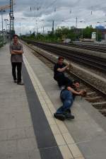 Lukas Buchmeier und seine beiden Schweizer Kollegen in Aktion. M�nchen, ...