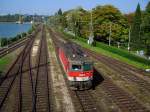 Die 1144 216 am 30.08.2008 bei einer Rangierfahrt in Lindau ...