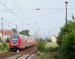 doppelstock-steuerwagen-3-gattung 'Natur Pur' in L�bbenau/Spreewald. Eine bl�hende Landschaft trifft hier der RE2 auf seiner Fahrt von Rathenow nach Cottbus an. 21.05.2009
