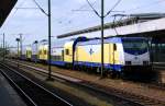 hannover Der Metronom mit ME-146 17 als Schublok steht im Hbf Hannover zur Abfahrt nach Uelzen bereit.