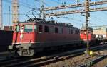 ae-6-6--ae-610 SBB-Cargo: Ich war erfreut, als ich die Ae 6/6 11485 'Thun' heranrollen sah. Sie war n�hmlich eine der 8 Ae 6/6, welche im Jahr 2004 in Biasca abgestellt wurde. 5 dieser 8 Loks wurden verschrottet, eine wurde nach Obwalden verkauft, eine steht nicht betriebsf�hig in Bellinzona und eine f�hrt wieder. Voil�. Der Tm 234 115 spielt eine Nebenrolle. 