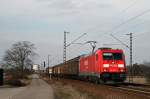 BR 185 mit Zugen 185 287 bef�rdert am 28. Februar 2009 den FE 44661 und konnte zwischen Wagh�usel und Wiesental fotografisch festgehalten werden.