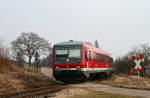 br-628-----928--629 Am 1. M�rz 2009 war der Ludwigshafener 628 700 auf der romantischen Kurbadlinie von Winden (Pfalz) nach Bad Bergzabern unterwegs. Als RB 18670 �berquert der Zug dabei laut pfeifend einen unbeschrankten Bahn�bergang zwischen Barbelroth und Kapellen-Drusweiler.