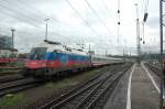 1x16-werbeloks Der Ru�land-Stier (1116 084) beim bereitstellen des IC 65 am 16.05.09 in M�nchen Hbf (BB-Treffen), noch ist der Bahnsteig leer...