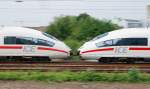 br-403-ice-3 Eine ICE 3 Doppelgarnitur bei der Ausfahrt aus Essen Hbf.