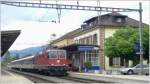 Re 4/4 II 11213 Pendelzug aus Malleray-B�vilard ist in Sonceboz-Sombeval ...