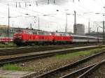 Zwei V 218 bei der Ausfahrt mit EC nach Z�rich ...