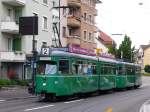 strasenbahn-basel-bvb-blt D�wag Be 4/6 624+652 vor der Endhaltestelle Binningen auf der Linie 2 am 22.05.09