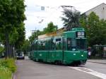 strasenbahn-basel-bvb-blt Be 4/4 vor der Endhaltestelle Burgfelden Grenze au der Linie 3 am 22.05.09