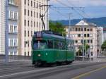 strasenbahn-basel-bvb-blt D�wag Be 4/6 645 als Fahrschule auf der Dreirosenbr�cke am 22.05.09