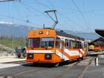 OC Orbe - Chavornay travys / OC - Triebwagen Be 2/2 14 im Bahnhofsareal von Orbe am 10.04.2009