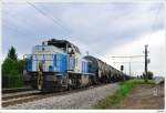 private-evus �ber den Semmering dient die LTE 2170.001 (Johanna) dem Kerosinzug 48430 als Nachschiebelok, welche bis Wien am Zug bleibt. Nachschuss bei Mitterndorf/Fischa, 22.05.2009.