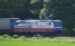 TX Logistik AG 185 512-1  'Rostock Port' der TXLogistik mit Containerzug in Fahrtrichtung Norden. Aufgenommen bei der Fahrt durch das Wehretal am 23.05.2009.