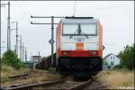 havellandische-eisenbahn-ag-hvle HVLE 285 102 am 23.06.08 am Verladegleis in Neubrandenburg. 