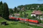 kbs-720-schwarzwaldbahn RE 4716 (Konstanz-Karlsruhe) mit Schublok 146 232-4 am km 69,1 24.5.09