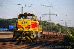 br-275-mak-g-1206 547 (Eisenbahn und H�fen) f�hrt am 22. Mai 2009 um 20:08 Uhr mit einem GZ durch Duisburg Obermeiderich