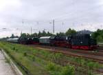 Lokzuge In Leipzig-Wiederitzsch wurden der bereits wartende Leipziger Museumszug mit 52 8154-8 und der Glauchauer Lokzug zusammengestellt, 22.05.2009.