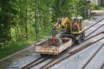 Es wird gebaut.. am 21.05.09 im Bahnhof Memmingen. Zu Ausbesserungsarbeiten ...