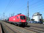 1116 243-5 durchf�hrt mit einem Kesselwagenzug den Bhf. Marchtrenk Richtung ...