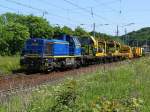 V 2302 der MWB mit einem Bauzug bei Riestedt am ...