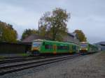 Eine Regio Shuttle Doppeltraktion der Waldbahn am 03.10.2008 bei der ...