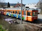 AAR Wynental- und Suhrentalbahn AAR - Triebwagen Be 4/4 9 zum Abruch Abgestellt in einem Industriegeleise auserhalb von Reinach am 09.04.2009