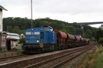 BR 204 Der Arbeitszug mit 204 013-3 der PRESS im Bahnhof Markersbach. (28.05.09)