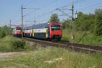Eine S 3 n�hert sich am 4.6.09 dem Bahnhof Stettbach, ...