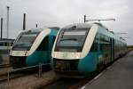 Arriva- Triebwagen AR03 wartet am 19.10.2008 auf die Ausfahrt aus ...