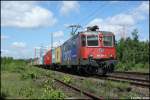 SBB Cargo 421 381 mit einem Kistenzug in Richtung Harburg.Aufgenommen ...