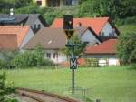 Lichtsignale Einfahrvorsignal des Bahnhofs Wolfstein.
Blickrichtung Lauterecken-Grumbach.